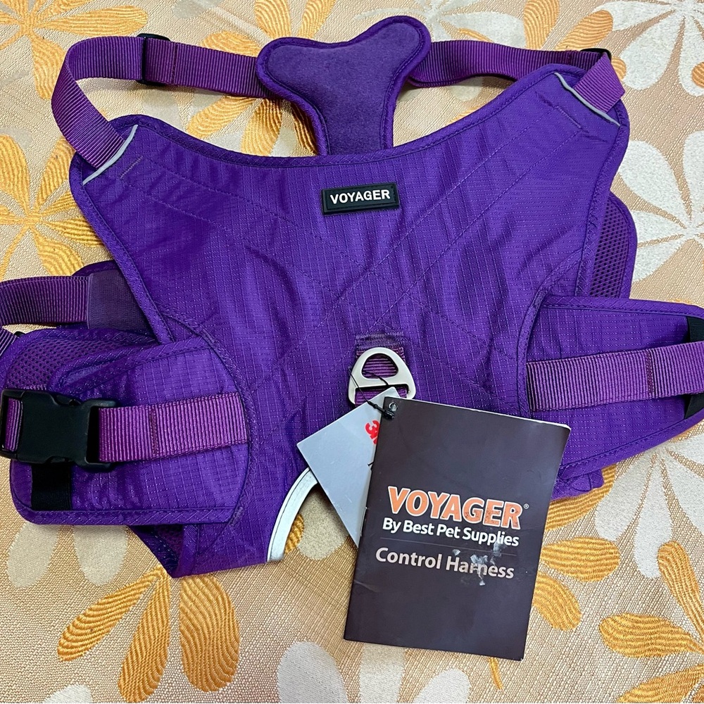 Voyager Purple Dog Harness With Dog Toy